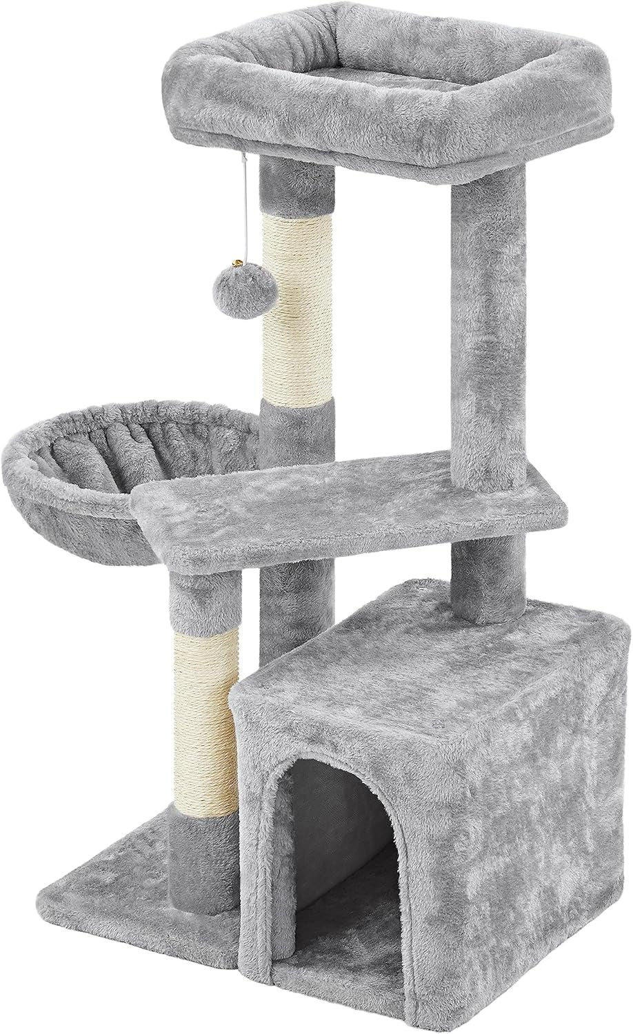 Topeakmart 34" Modern Cat Tree Tower - Ultimate Indoor Activity Center with Cozy Condo, Fluffy Nest, and Comfy Basket for Cats and Kittens