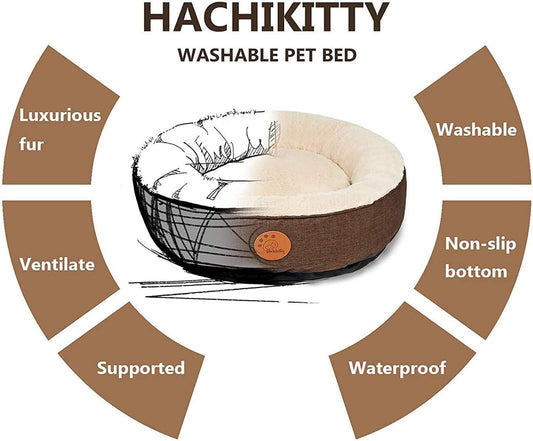 Cozy Hachikitty Washable Donut Cat Bed - Round Design, Machine Washable, Perfect for Small & Medium Cats