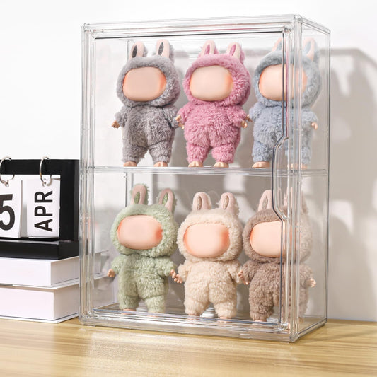 Clear Display Case for POP MART Labubu Doll, Acrylic Box Shelf, 1 Pack
