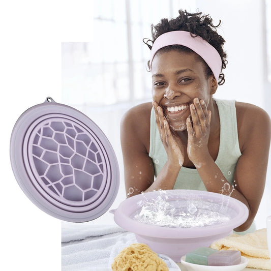 Silicone Ice Facial Folding Washbasin with Built-In Icetray Collapsible Facial Plunge Bowl Face Icebath at Home