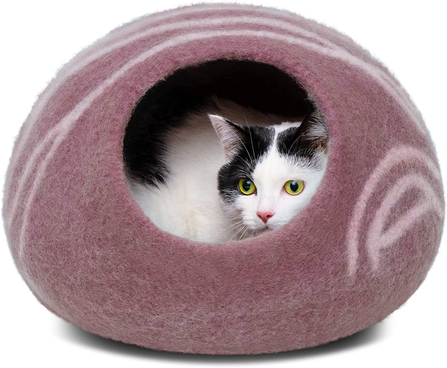MEOWFIA Premium Aquamarine Cat Cave - Handmade 100% Merino Wool Bed for Indoor Cats (Medium)