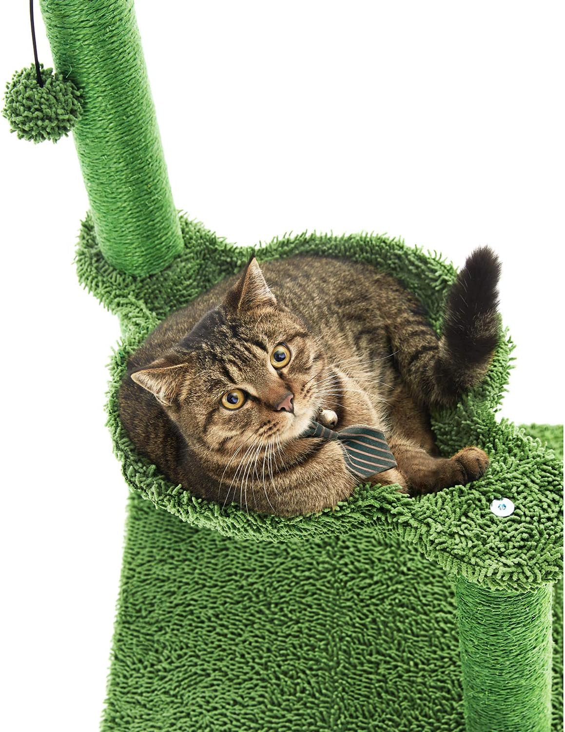 Cactus Cat Tree with Hammock & Sisal Scratching Post - Perfect for Small Cats - 31" Green Design