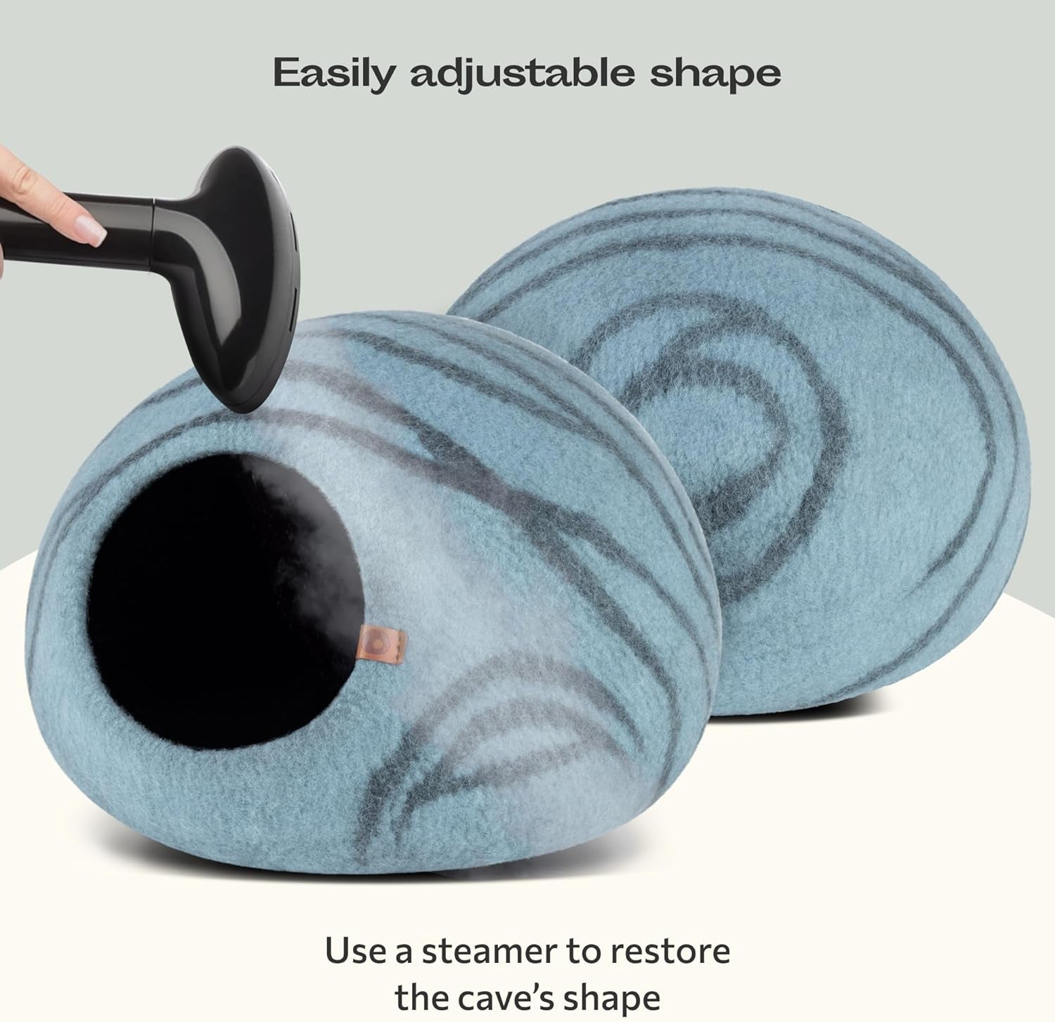 MEOWFIA Premium Aquamarine Cat Cave - Handmade 100% Merino Wool Bed for Indoor Cats (Medium)