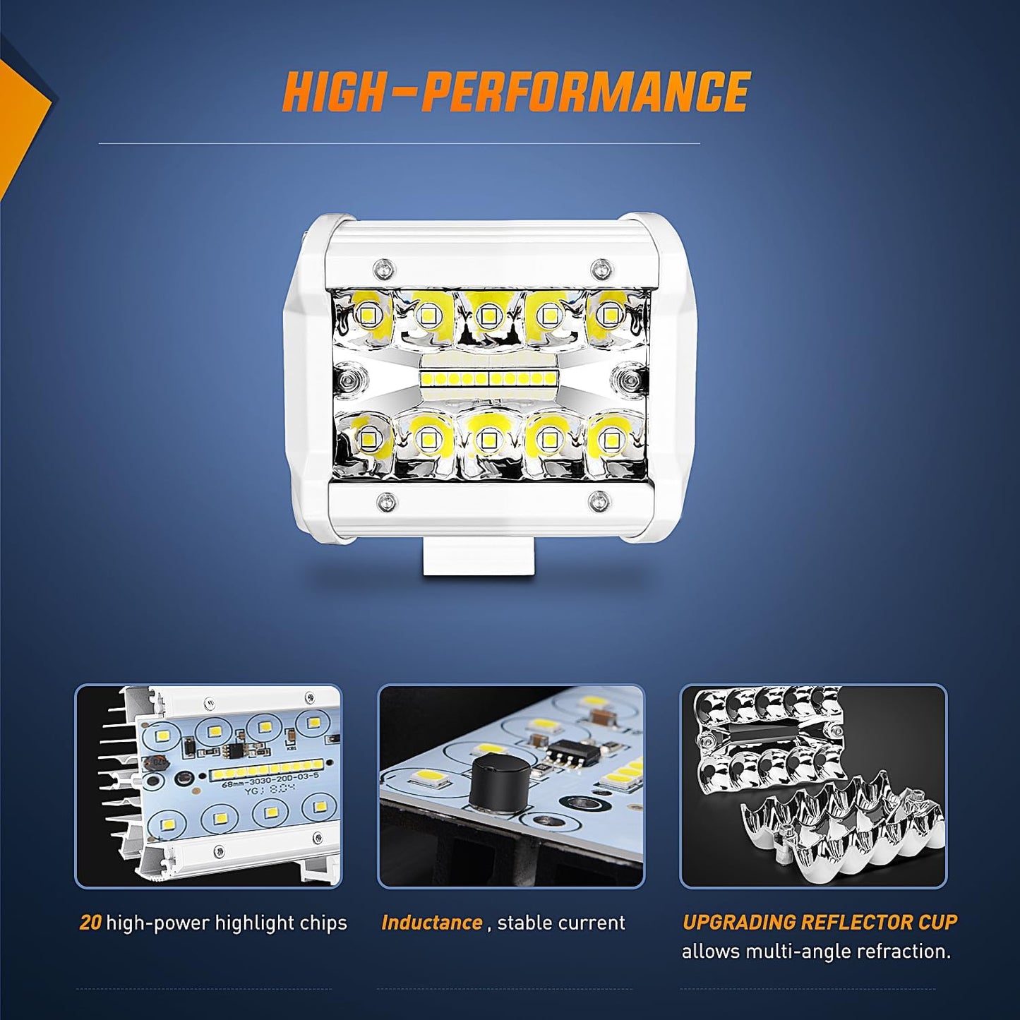 Nilight 4-Inch Marine LED Light Pods - 2PCS White Spot Flood Combo for Boats, Yachts, and Night Fishing