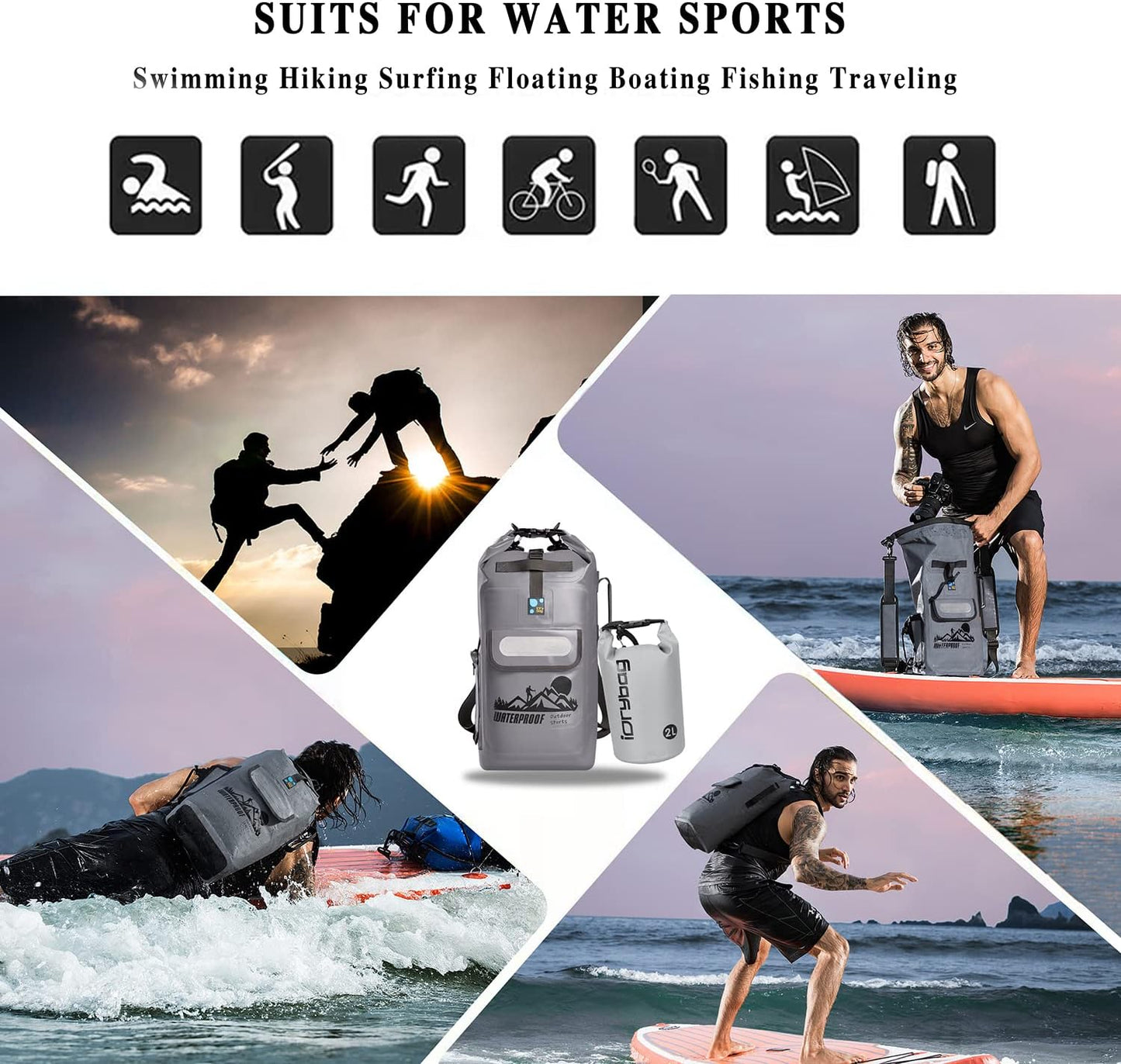 IDRYBAG Waterproof Floating Dry Bag Backpack - 20L/30L/40L Options for Men, Perfect for Outdoor Adventures!