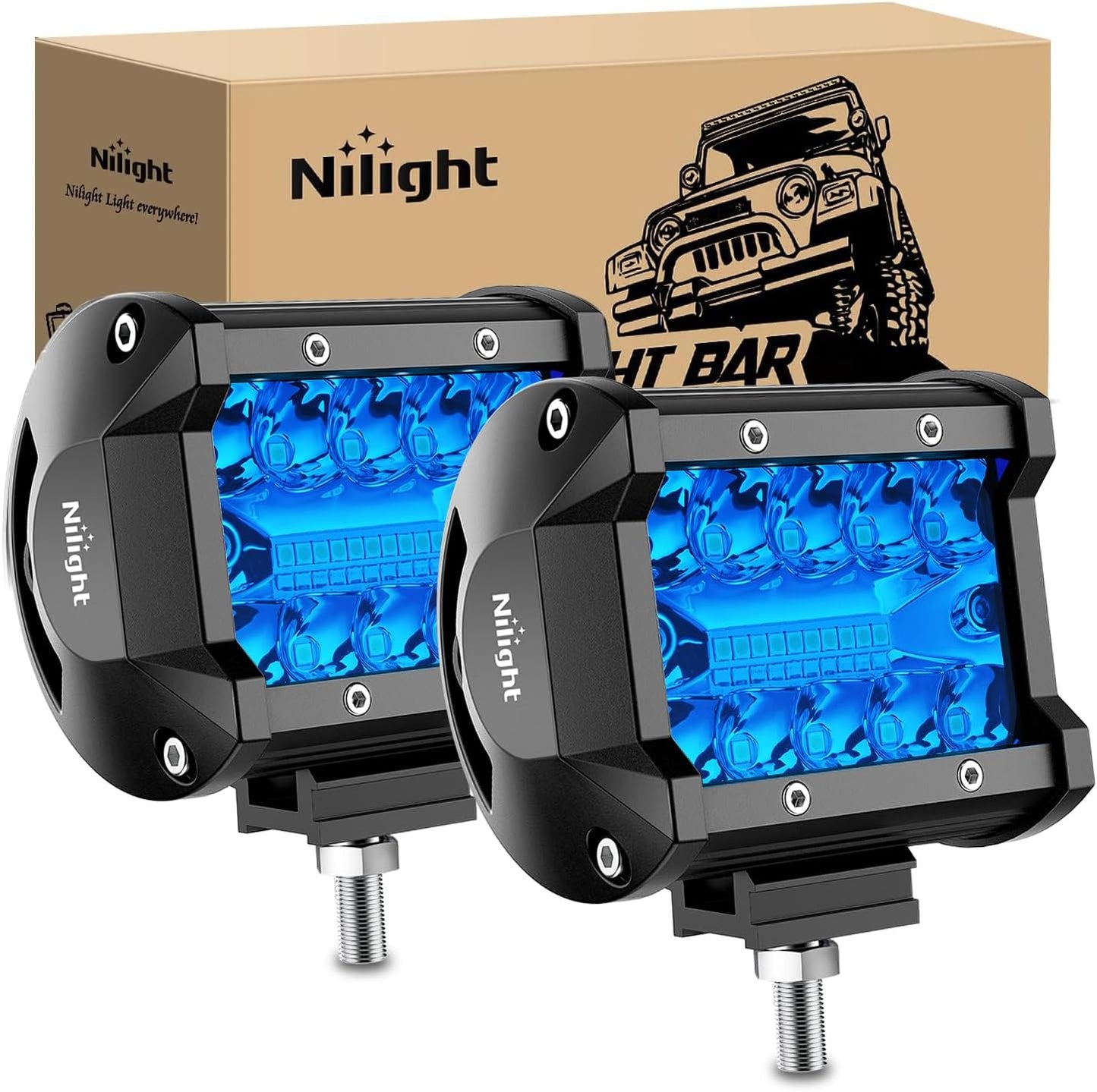 Nilight 4-Inch Marine LED Light Pods - 2PCS White Spot Flood Combo for Boats, Yachts, and Night Fishing