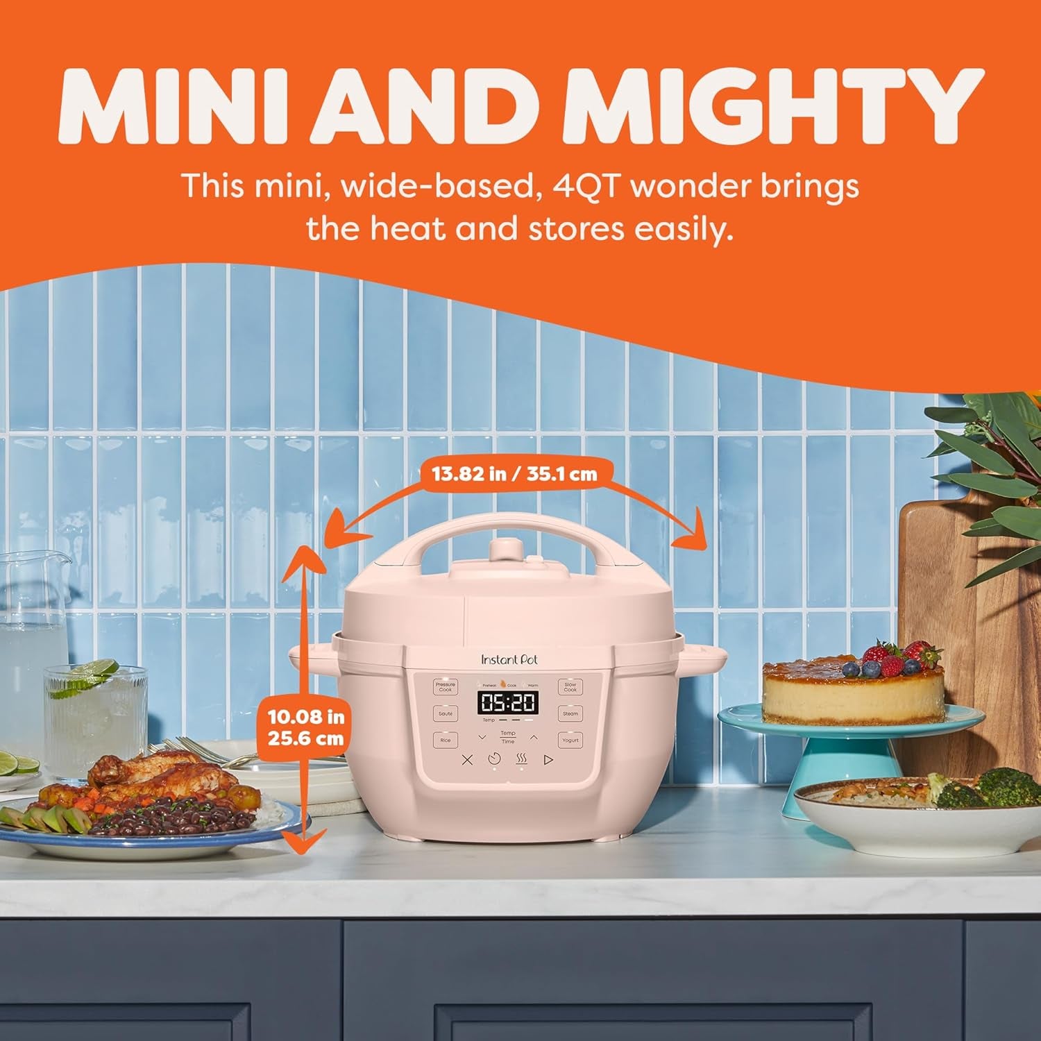 Instant Pot RIO Mini 4QT 7-in-1 Multi-Cooker - Pressure Cook, Slow Cook, Sauté, Steam, Rice Maker, Yogurt & Warmer in Elegant Rosewater Finish