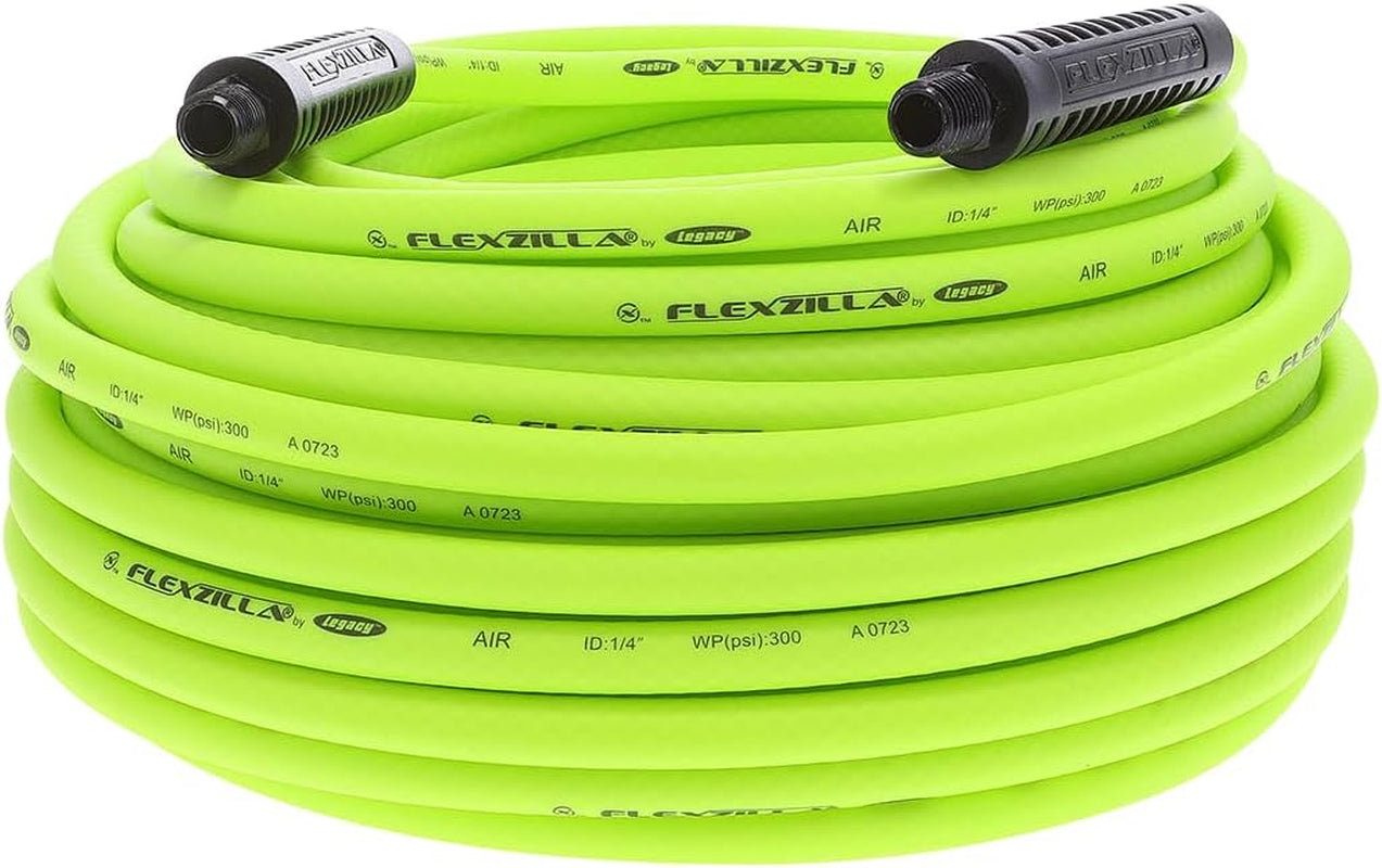 Flexzilla 3/8" x 50' Heavy Duty Lightweight Hybrid Air Hose with 1/4" MNPT Fittings - Zillagreen