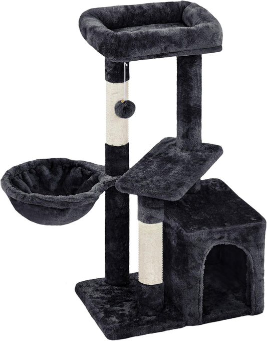Topeakmart 34" Modern Cat Tree Tower - Ultimate Indoor Activity Center with Cozy Condo, Fluffy Nest, and Comfy Basket for Cats and Kittens