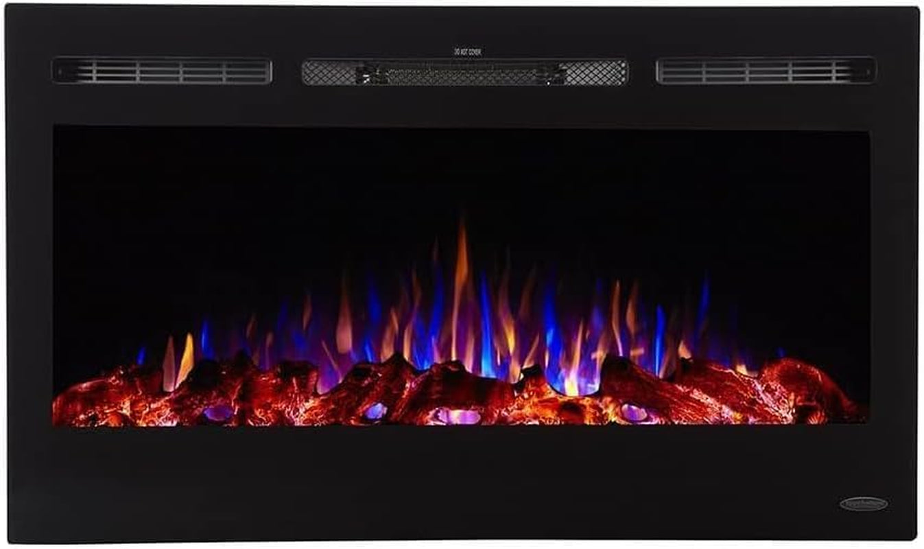 Touchstone Sideline 36" Smart Electric Fireplace - WiFi & Alexa Enabled with 30 Ember/Flame Colors, 1,500W Heater, and Customizable Log & Crystal Hearth Options