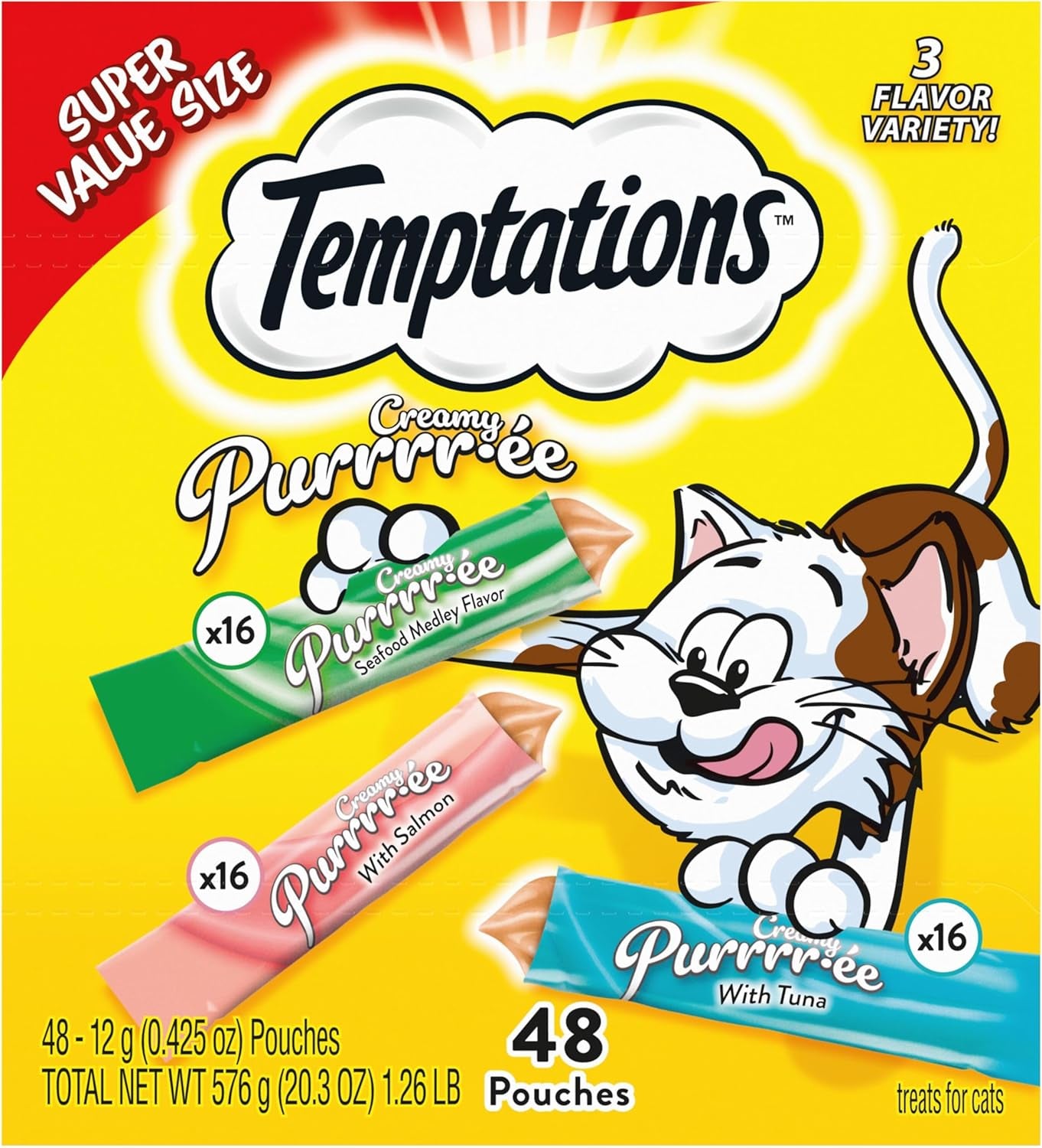 Indulge Your Cat with Temptations Creamy Salmon Puree Treats - 24 Squeezable & Lickable Tubes!