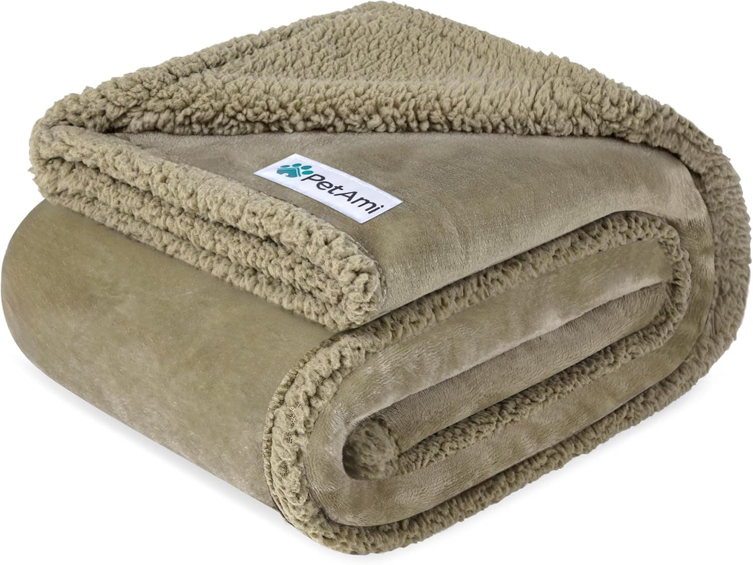 Petami Waterproof Dog Blanket - Reversible Sherpa Fleece Throw for Medium to Large Dogs & Cats - Leakproof Couch Cover, Soft & Washable 60x40 in Taupe