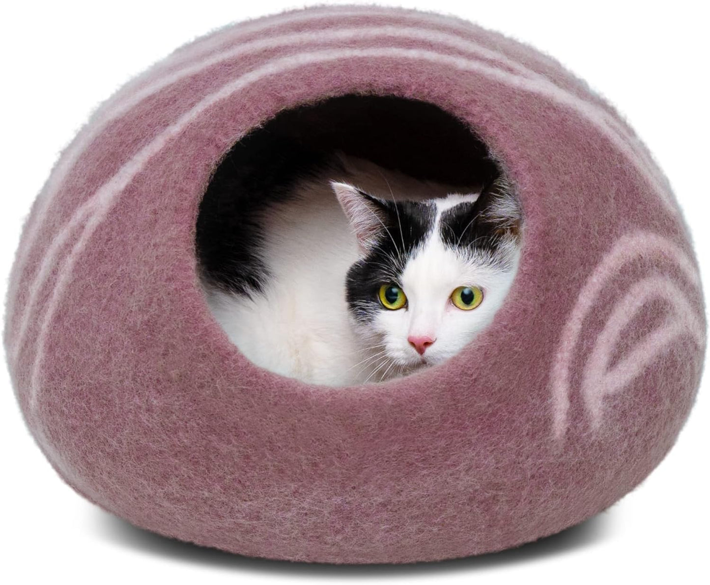 MEOWFIA Premium Aquamarine Cat Cave - Handmade 100% Merino Wool Bed for Indoor Cats (Medium)
