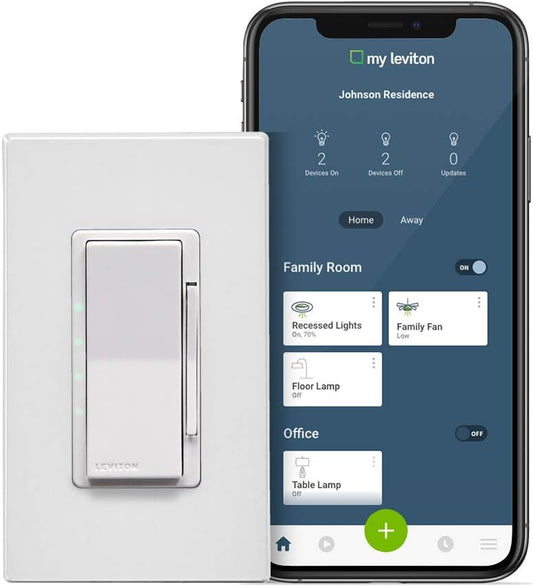 Leviton Decora Smart Wi-Fi Fan Speed Controller - Control Your Comfort with Ease, White