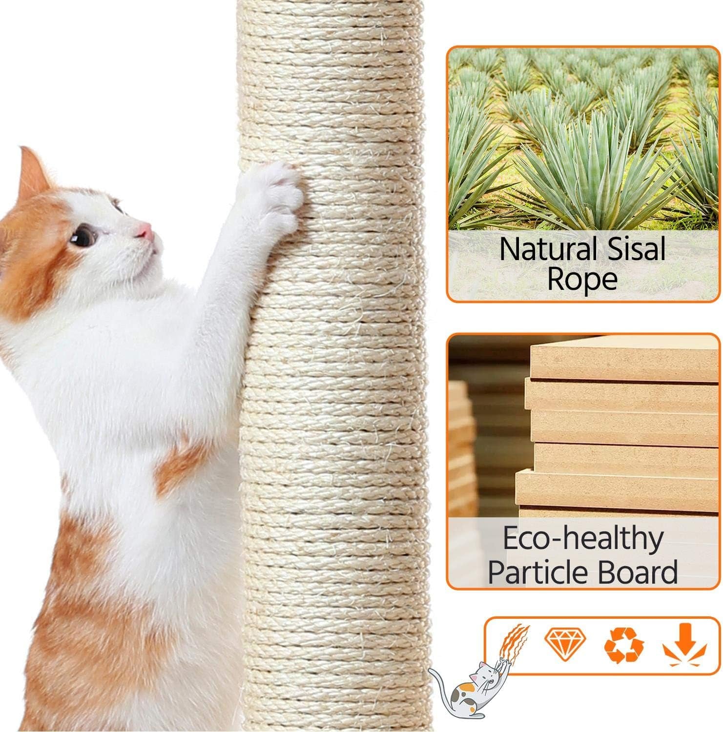 Topeakmart 34" Modern Cat Tree Tower - Ultimate Indoor Activity Center with Cozy Condo, Fluffy Nest, and Comfy Basket for Cats and Kittens