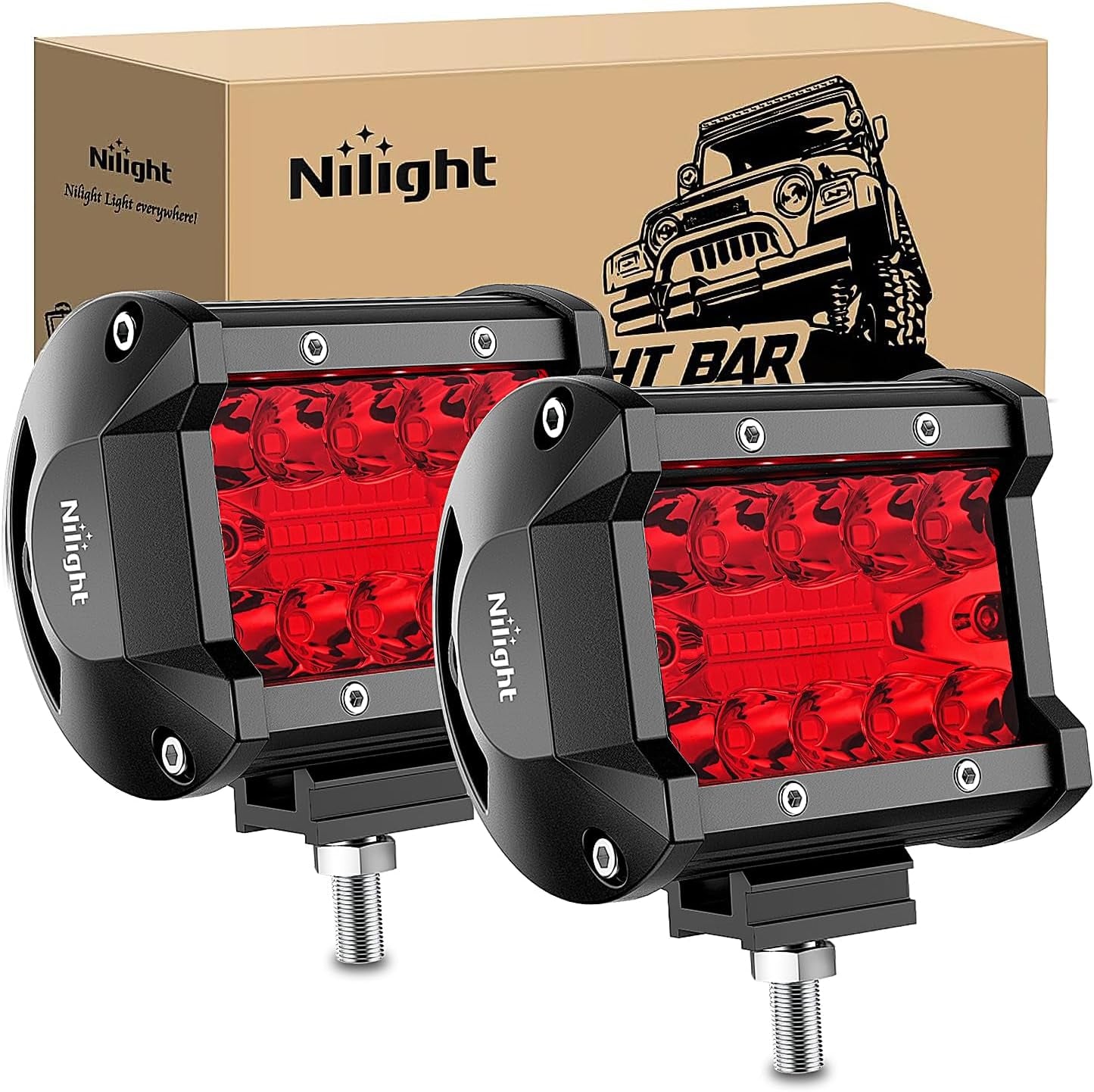 Nilight 4-Inch Marine LED Light Pods - 2PCS White Spot Flood Combo for Boats, Yachts, and Night Fishing