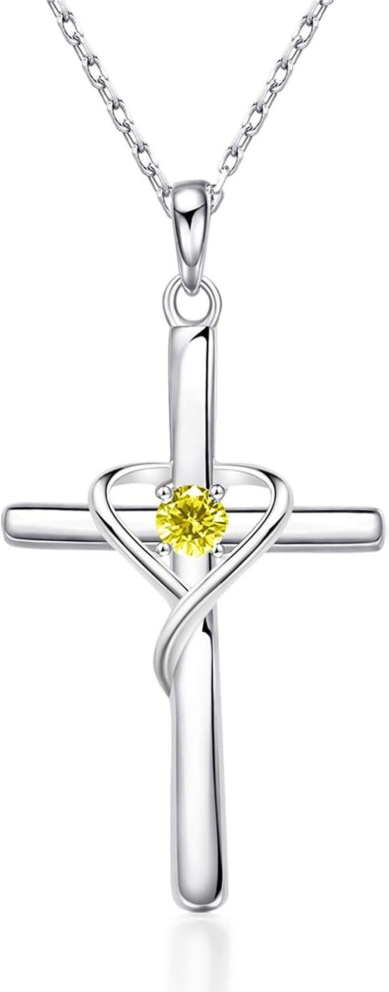 Amoraime 925 Sterling Silver Cross Necklace - 14K Gold Plated Birthstone & 5A CZ Rose Gold Jewelry for Easter & Christmas Gifts for Him & Her