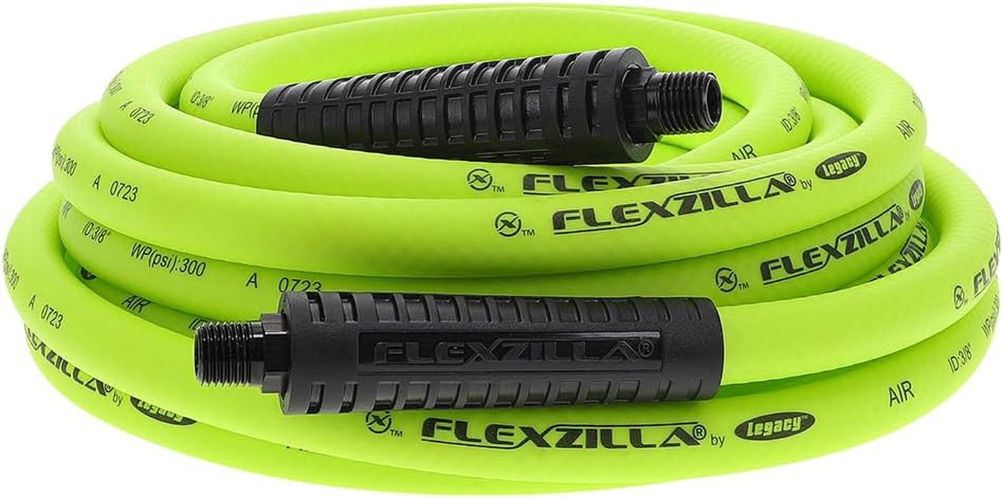Flexzilla 3/8" x 50' Heavy Duty Lightweight Hybrid Air Hose with 1/4" MNPT Fittings - Zillagreen