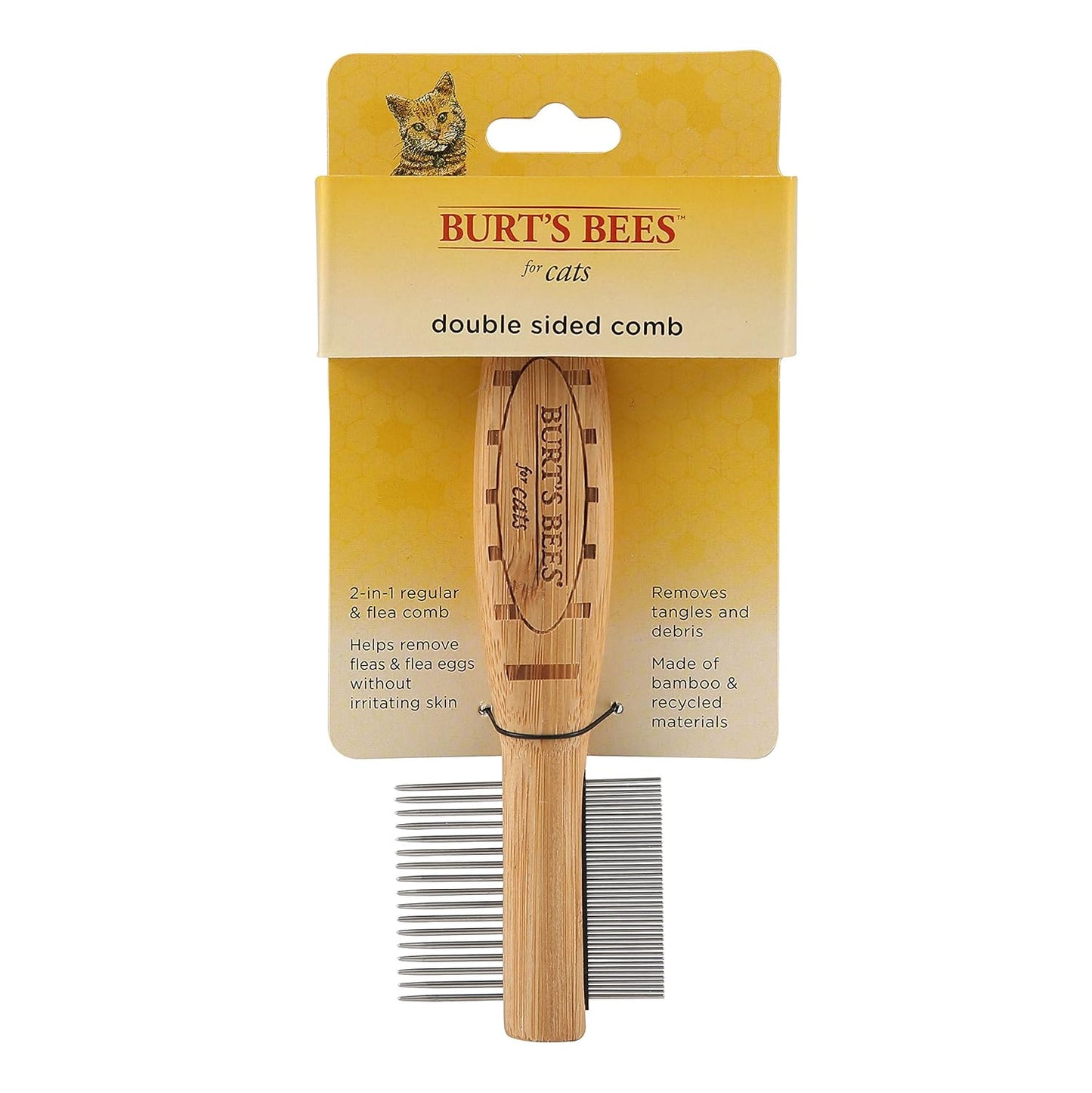 Burt's Bees Double-Sided Cat Grooming Brush - Effortlessly Remove Loose Fur & Prevent Matting!