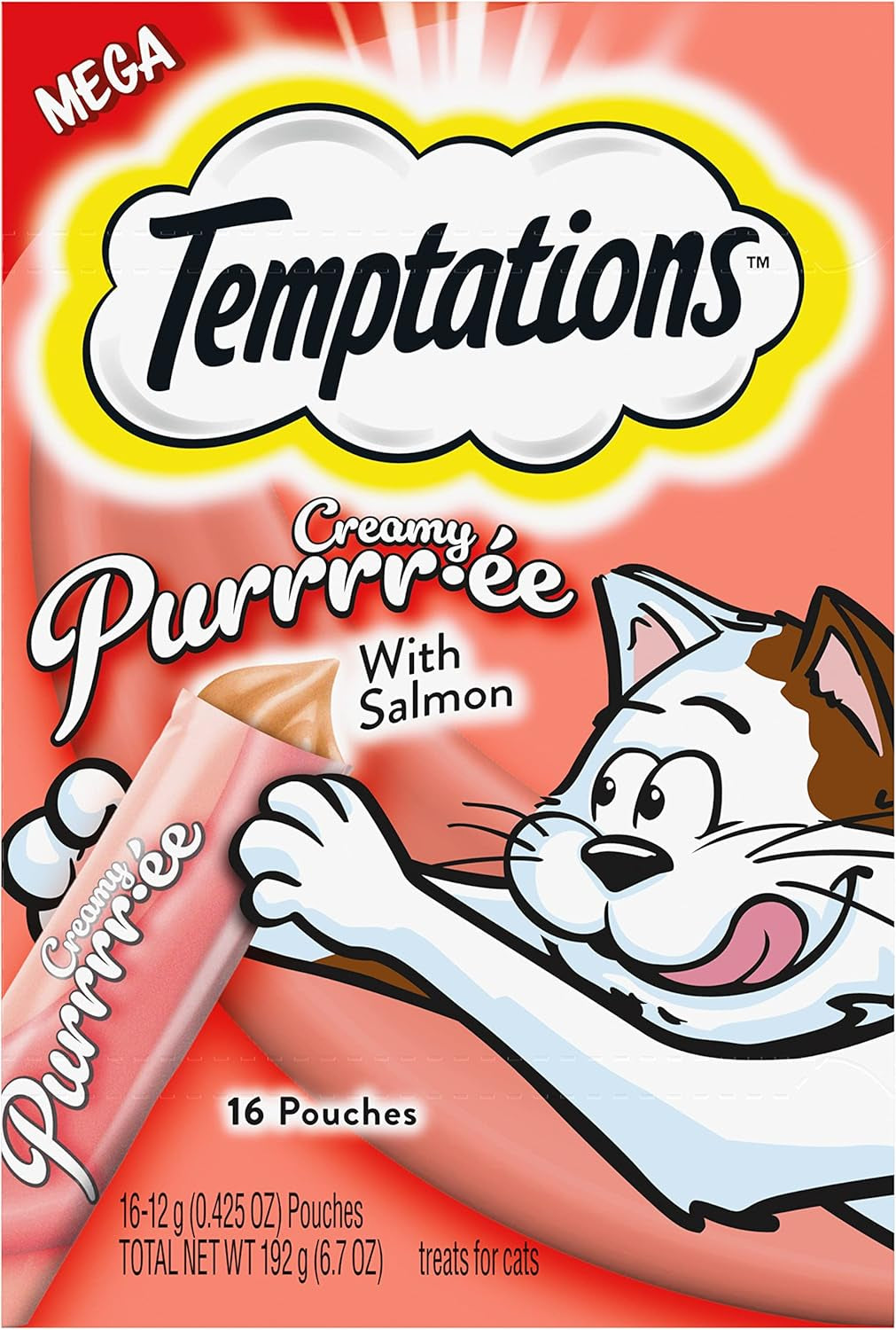 Indulge Your Cat with Temptations Creamy Salmon Puree Treats - 24 Squeezable & Lickable Tubes!