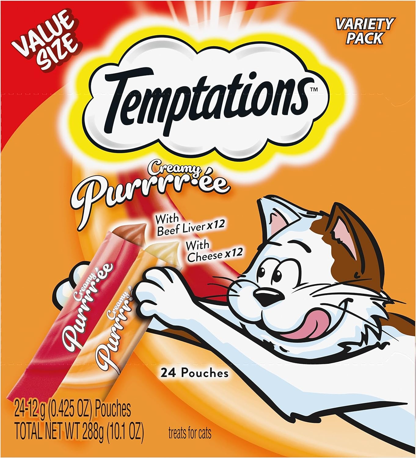 Indulge Your Cat with Temptations Creamy Salmon Puree Treats - 24 Squeezable & Lickable Tubes!