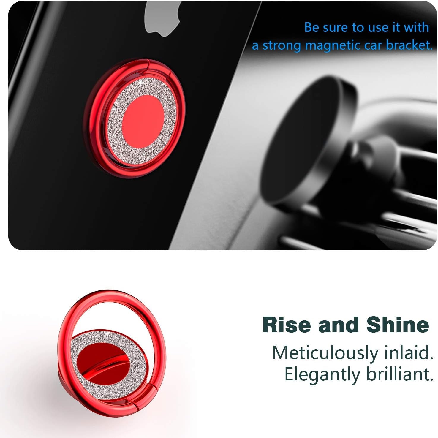 Red 360° Rotation Phone Ring Holder & Kickstand - Universal Smartphone Grip
