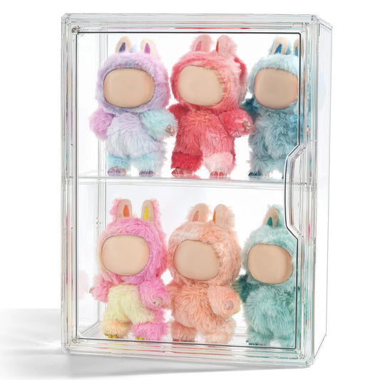 Clear Display Case for POP MART Labubu Doll, Acrylic Box Shelf, 1 Pack