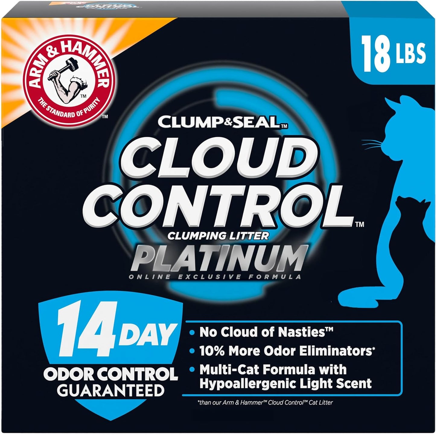 ARM & HAMMER Clump & Seal SLIDE Platinum Multi-Cat Litter - 14-Day Odor Control & EZ Clean Technology, 37 lbs - No Scrubbing, Ultimate Odor Eliminator!