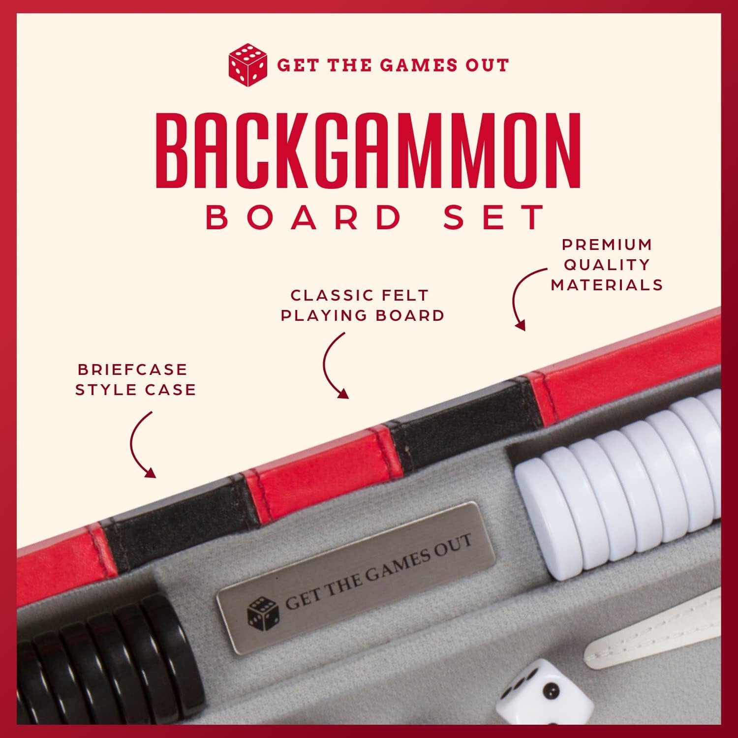 Ultimate Red Backgammon Set - Classic 2-Player Game with Strategy Guide for Family Fun & Parties!