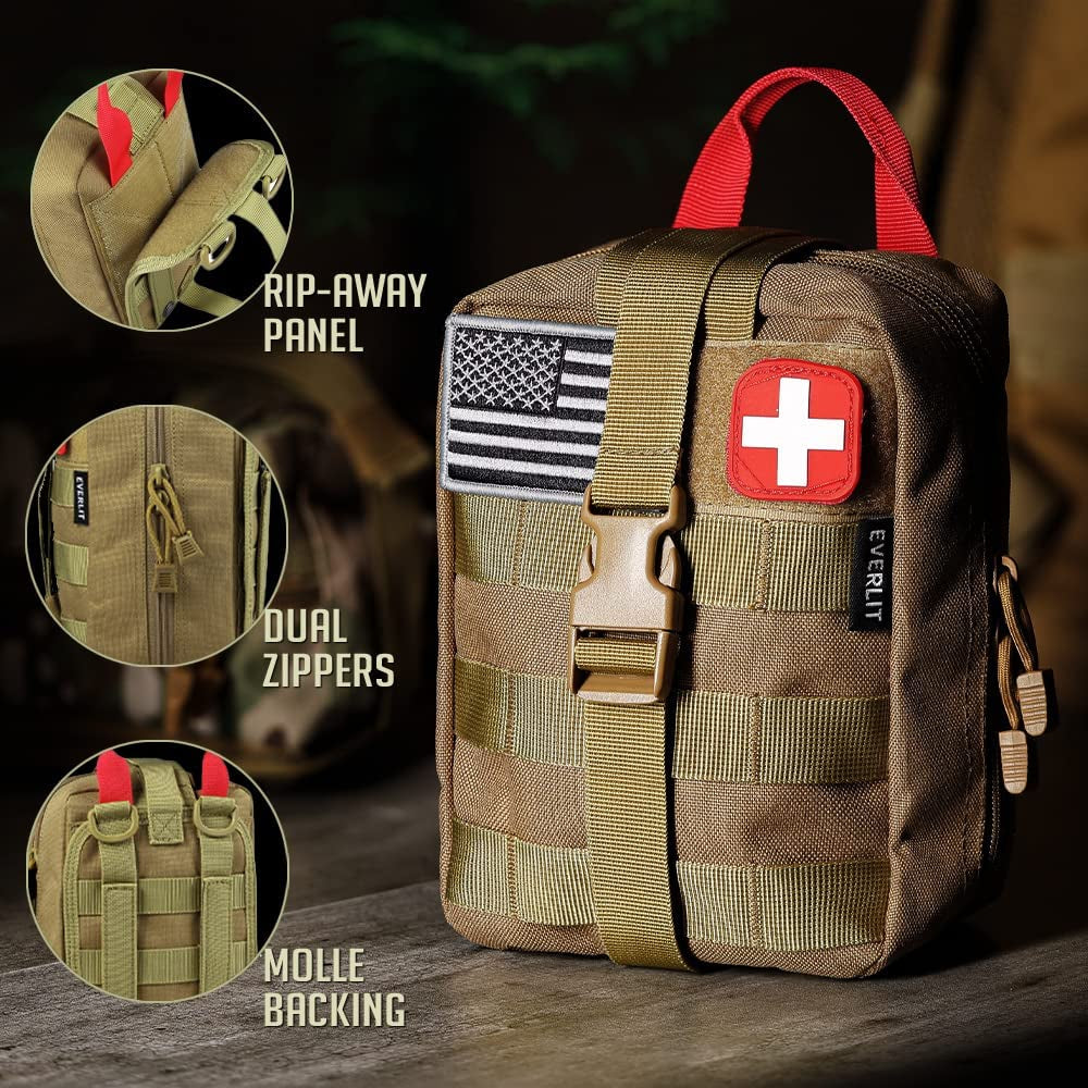 Ultimate 250-Piece Survival First Aid Kit - Complete IFAK Trauma Bag for Outdoor Adventures, Camping, Hiking, and Emergency Preparedness