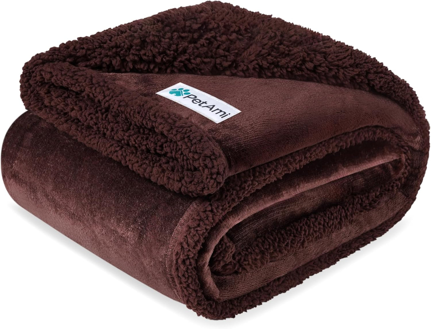 Petami Waterproof Dog Blanket - Reversible Sherpa Fleece Throw for Medium to Large Dogs & Cats - Leakproof Couch Cover, Soft & Washable 60x40 in Taupe