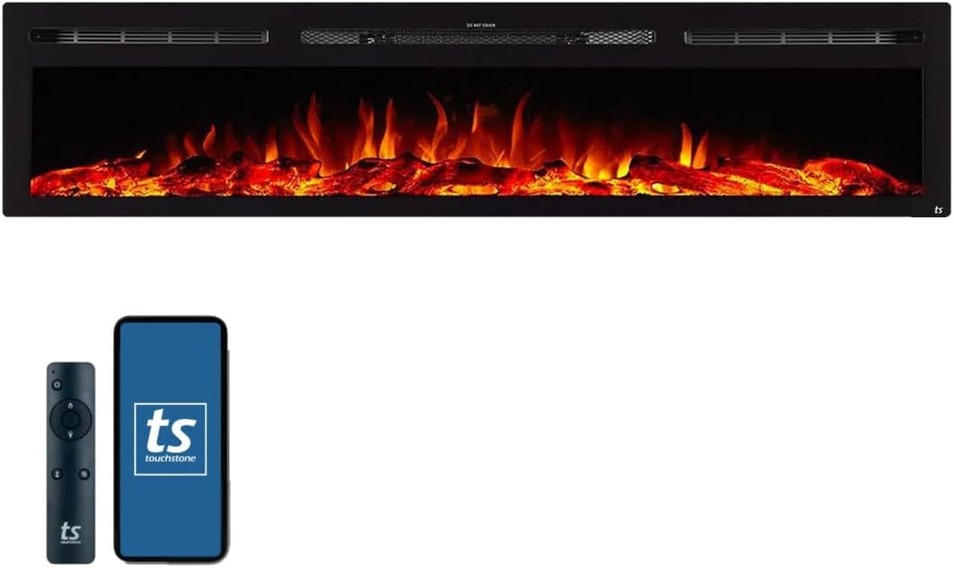 Touchstone Sideline 36" Smart Electric Fireplace - WiFi & Alexa Enabled with 30 Ember/Flame Colors, 1,500W Heater, and Customizable Log & Crystal Hearth Options