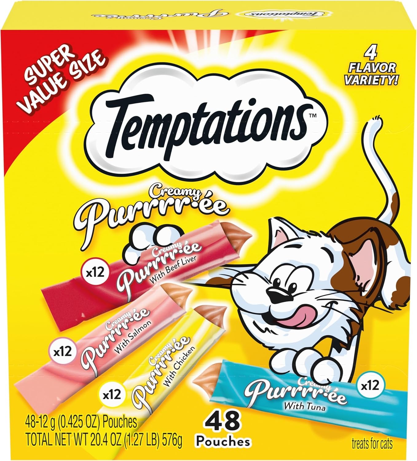 Indulge Your Cat with Temptations Creamy Salmon Puree Treats - 24 Squeezable & Lickable Tubes!