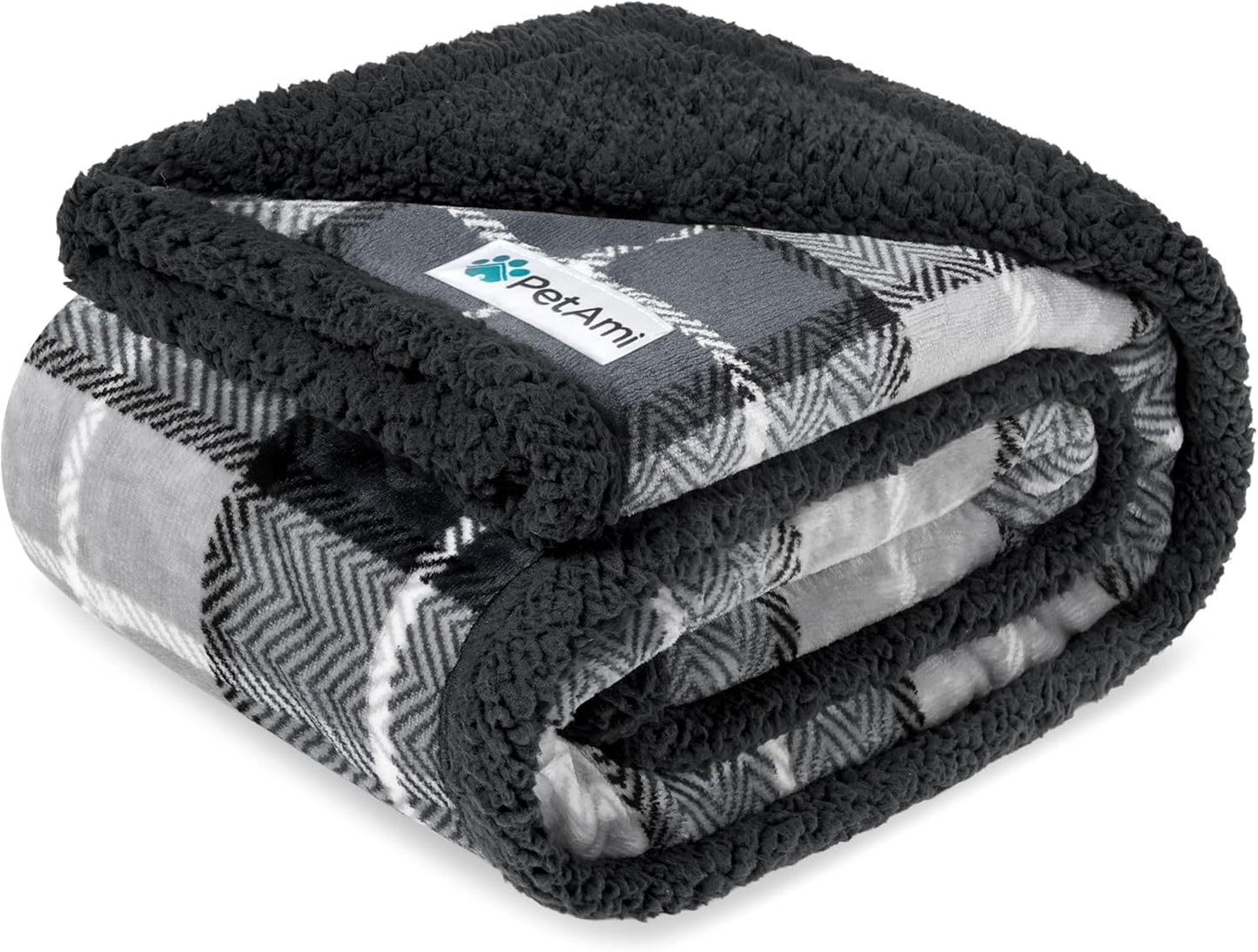 Petami Waterproof Dog Blanket - Reversible Sherpa Fleece Throw for Medium to Large Dogs & Cats - Leakproof Couch Cover, Soft & Washable 60x40 in Taupe