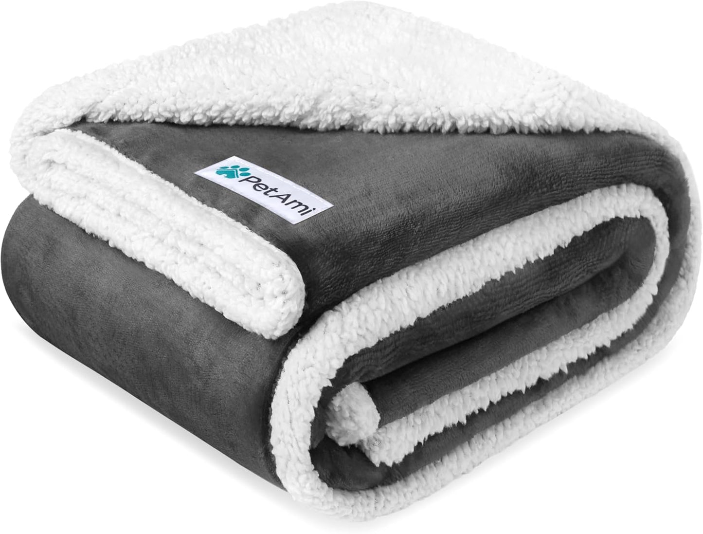 Petami Waterproof Dog Blanket - Reversible Sherpa Fleece Throw for Medium to Large Dogs & Cats - Leakproof Couch Cover, Soft & Washable 60x40 in Taupe