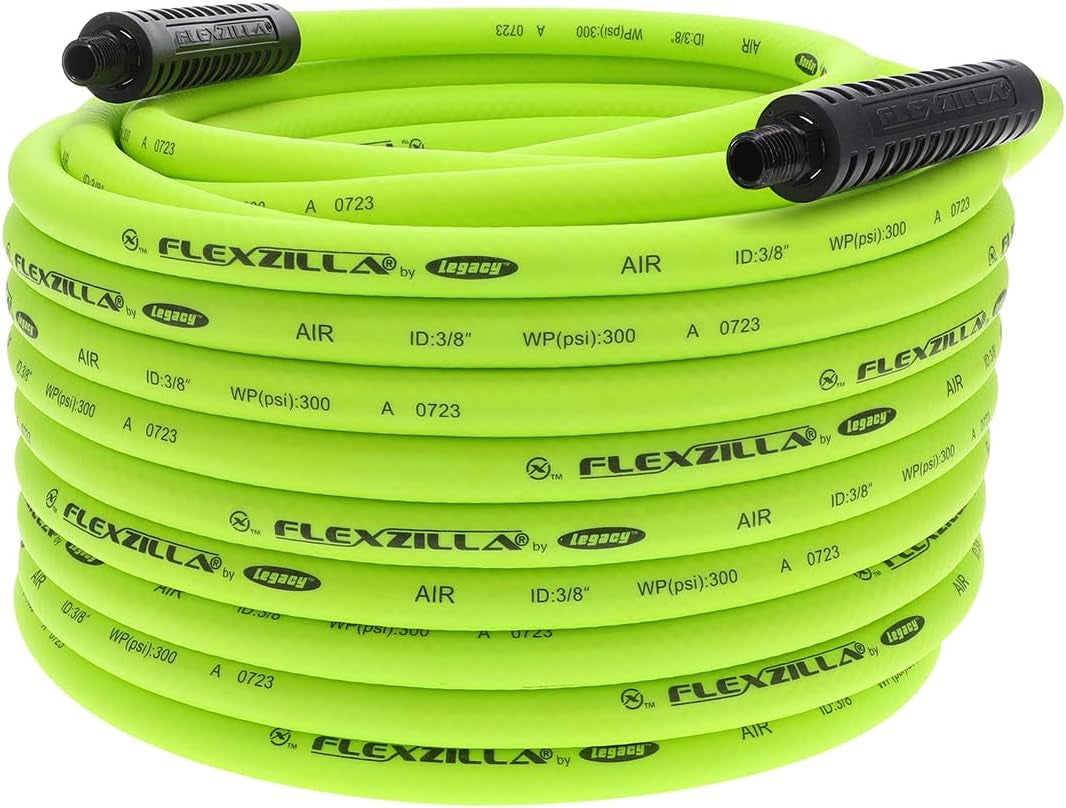 Flexzilla 3/8" x 50' Heavy Duty Lightweight Hybrid Air Hose with 1/4" MNPT Fittings - Zillagreen