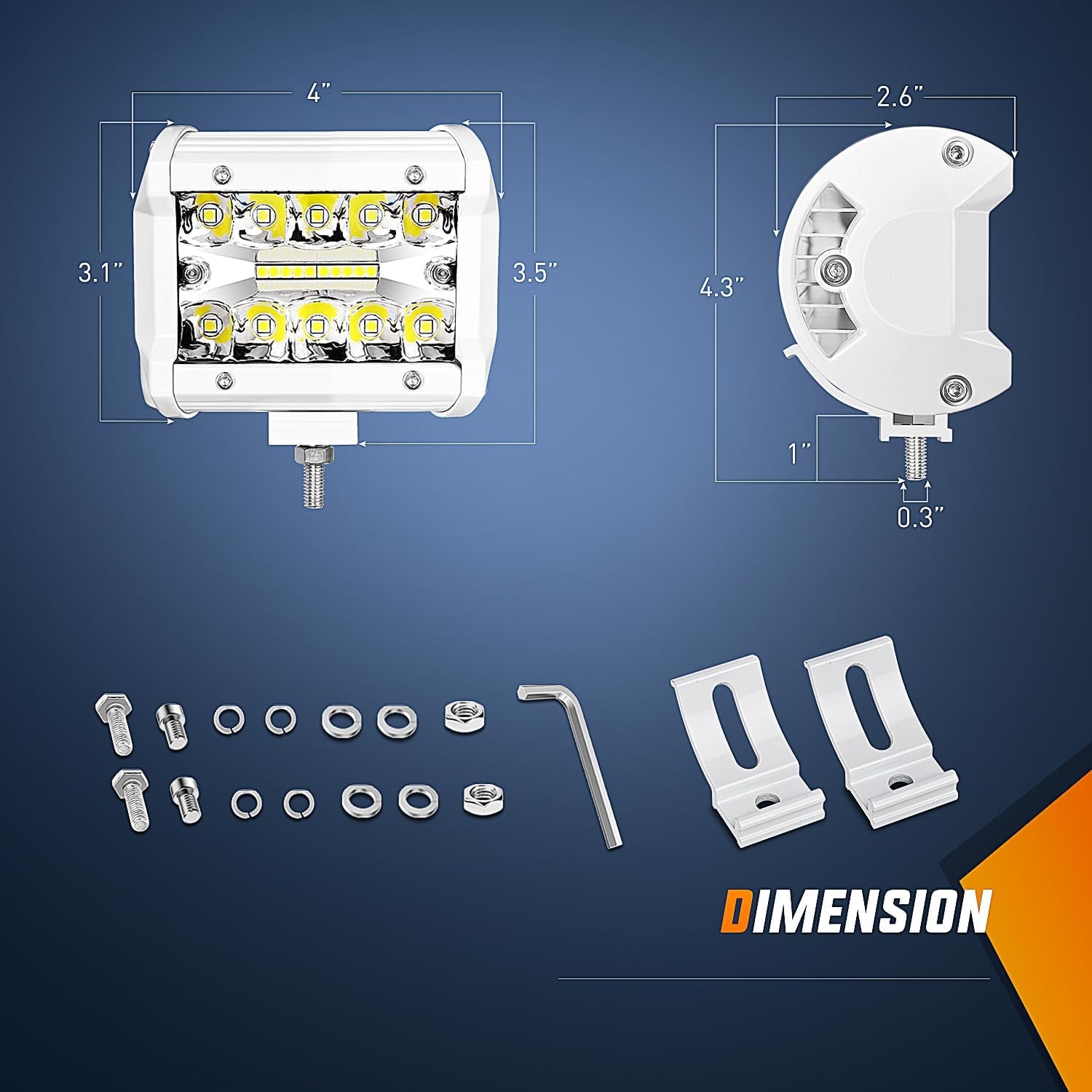 Nilight 4-Inch Marine LED Light Pods - 2PCS White Spot Flood Combo for Boats, Yachts, and Night Fishing
