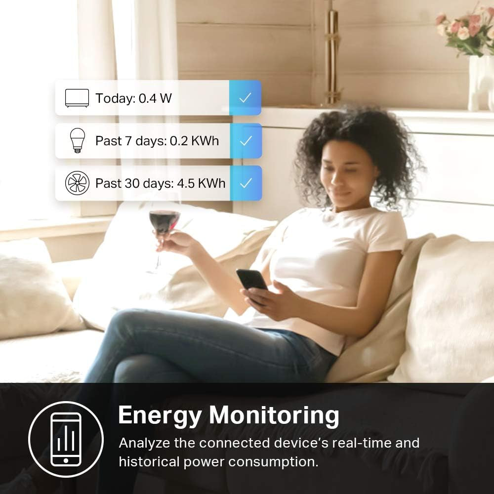 Kasa Smart Plug Mini - Energy Monitoring Wi-Fi Outlet, Works with Alexa & Google Home, Easy Setup, No Hub Needed (KP115) - White