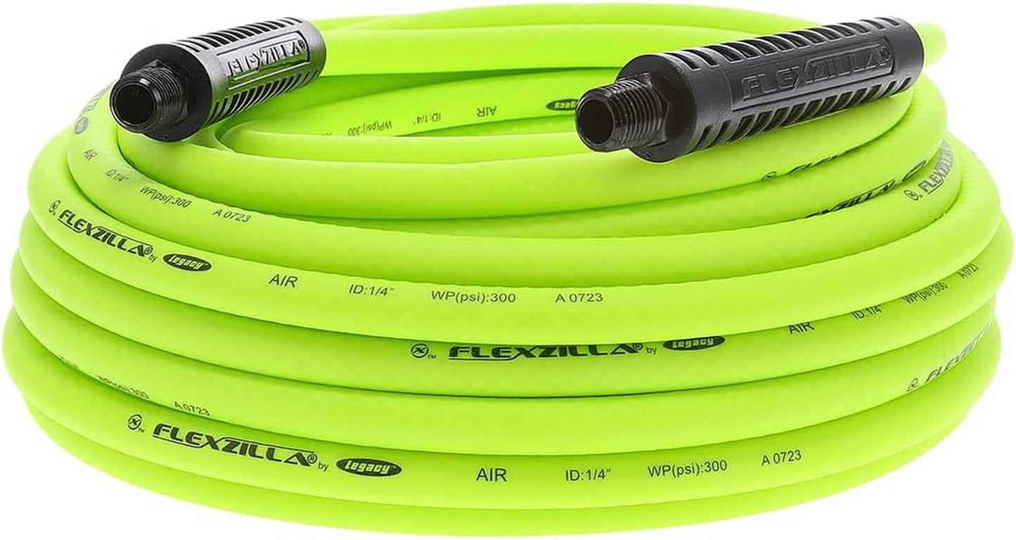 Flexzilla 3/8" x 50' Heavy Duty Lightweight Hybrid Air Hose with 1/4" MNPT Fittings - Zillagreen