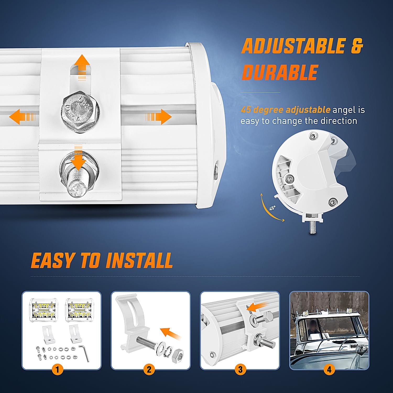 Nilight 4-Inch Marine LED Light Pods - 2PCS White Spot Flood Combo for Boats, Yachts, and Night Fishing
