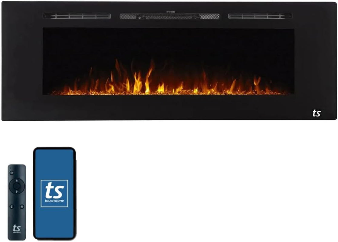 Touchstone Sideline 36" Smart Electric Fireplace - WiFi & Alexa Enabled with 30 Ember/Flame Colors, 1,500W Heater, and Customizable Log & Crystal Hearth Options