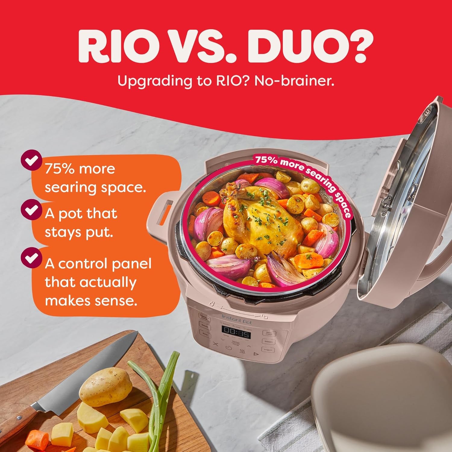 Instant Pot RIO Mini 4QT 7-in-1 Multi-Cooker - Pressure Cook, Slow Cook, Sauté, Steam, Rice Maker, Yogurt & Warmer in Elegant Rosewater Finish