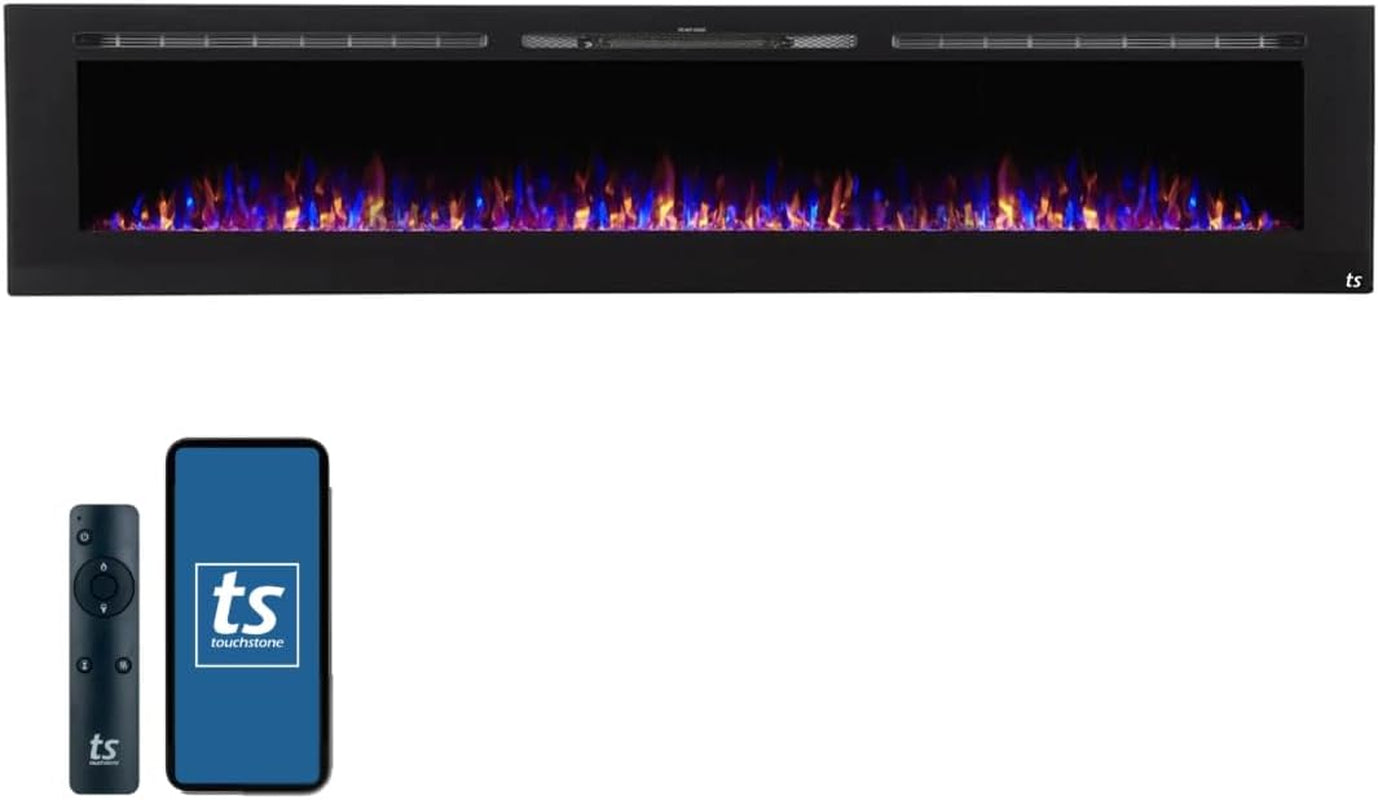 Touchstone Sideline 36" Smart Electric Fireplace - WiFi & Alexa Enabled with 30 Ember/Flame Colors, 1,500W Heater, and Customizable Log & Crystal Hearth Options