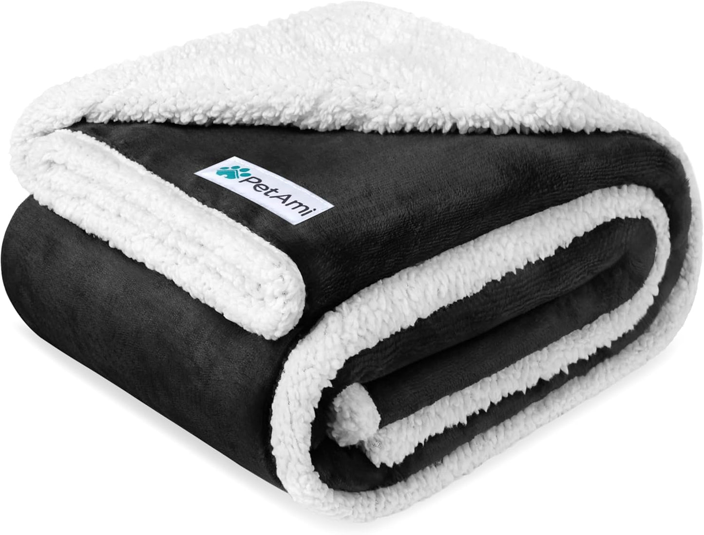 Petami Waterproof Dog Blanket - Reversible Sherpa Fleece Throw for Medium to Large Dogs & Cats - Leakproof Couch Cover, Soft & Washable 60x40 in Taupe