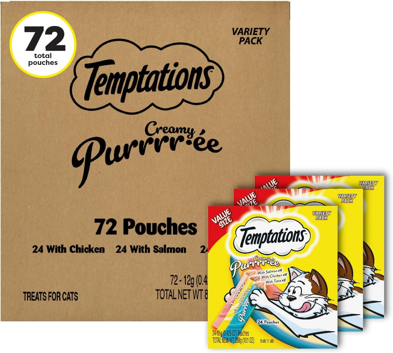 Indulge Your Cat with Temptations Creamy Salmon Puree Treats - 24 Squeezable & Lickable Tubes!