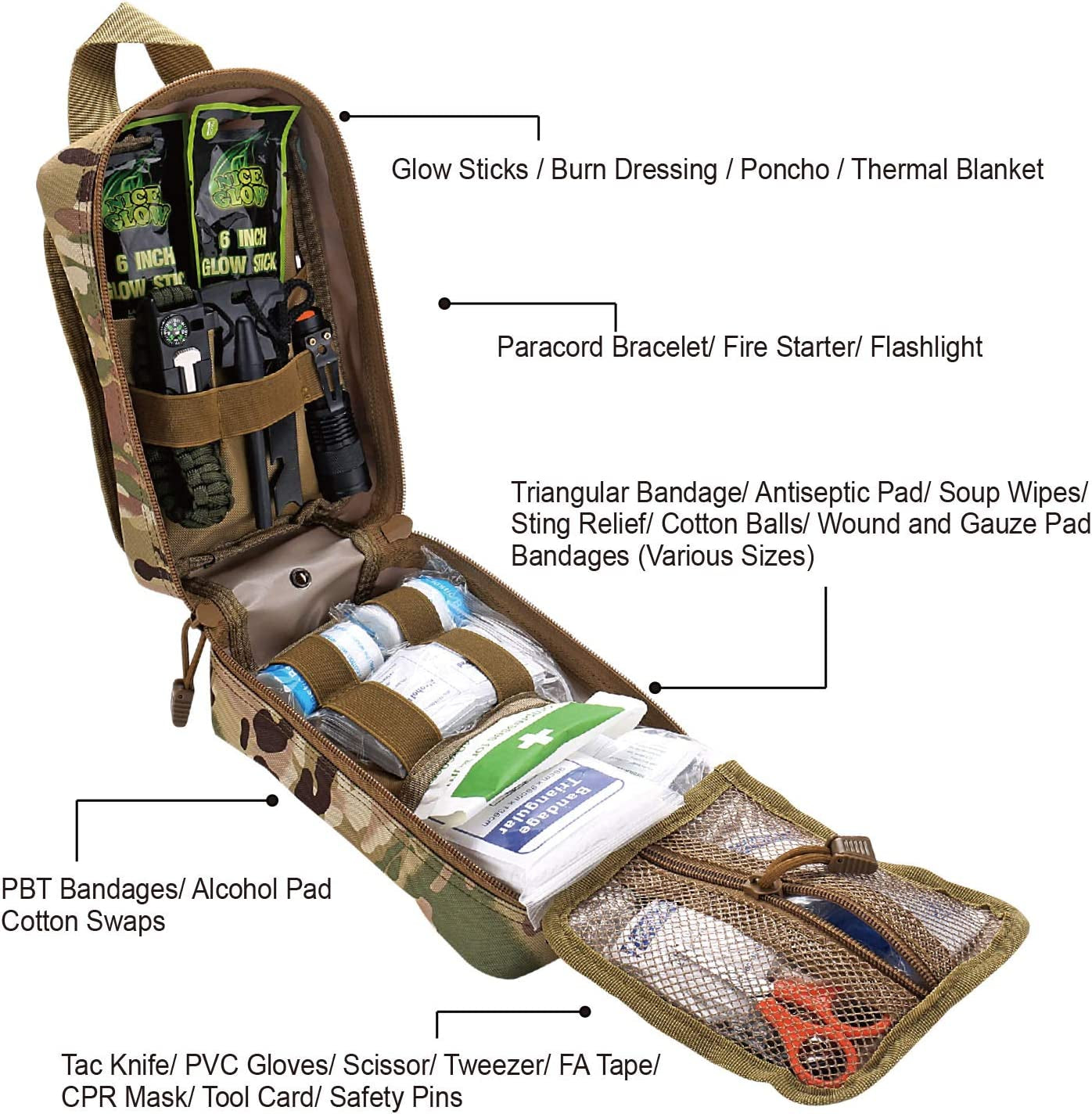 Ultimate 250-Piece Survival First Aid Kit - Complete IFAK Trauma Bag for Outdoor Adventures, Camping, Hiking, and Emergency Preparedness