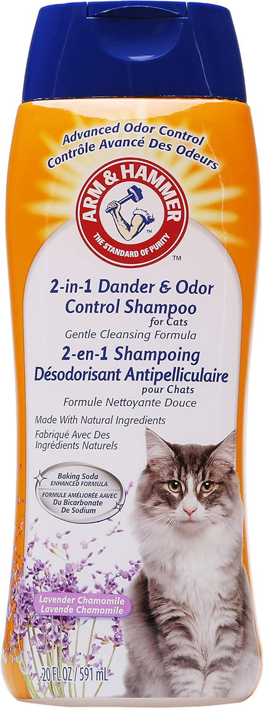 Arm & Hammer 2-in-1 Deodorizing Cat Shampoo with Dander Control - Lavender Chamomile Scent, 20 Fl Oz