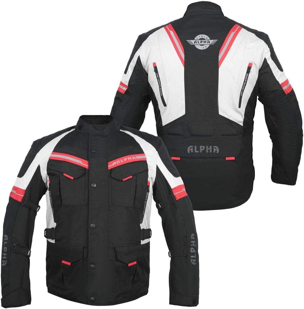 ACG Tahoe J106 Adventure Motorcycle Jacket - Stylish Black/Red, Size Medium