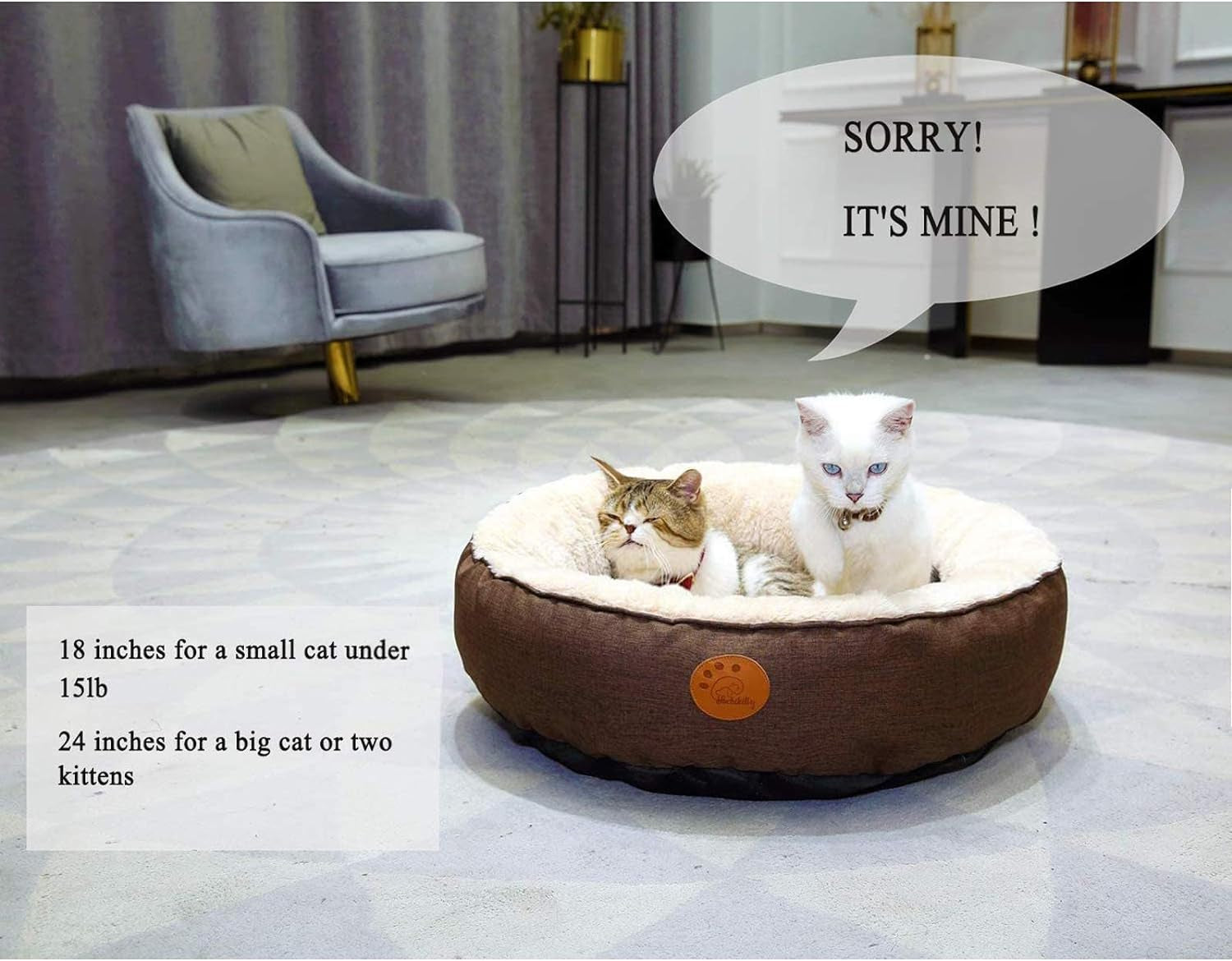 Cozy Hachikitty Washable Donut Cat Bed - Round Design, Machine Washable, Perfect for Small & Medium Cats