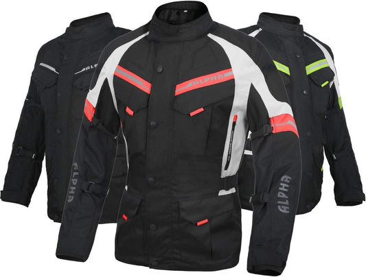 ACG Tahoe J106 Adventure Motorcycle Jacket - Stylish Black/Red, Size Medium